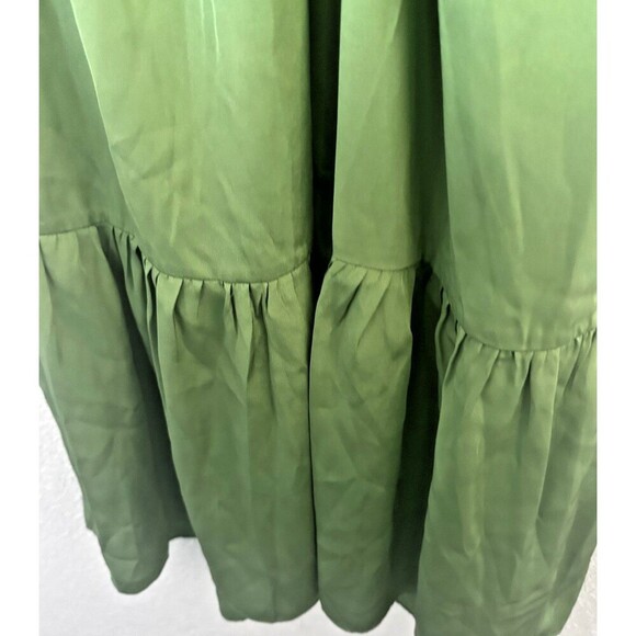 1.STATE Women's Beaded Halter Neck elasticized waist Midi Dress Pockets Green 2 - Picture 10 of 13